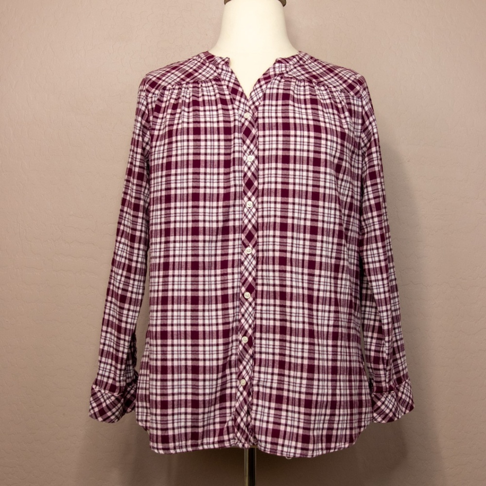 Croft & Barrow Checkered Long Sleeve Top XXL